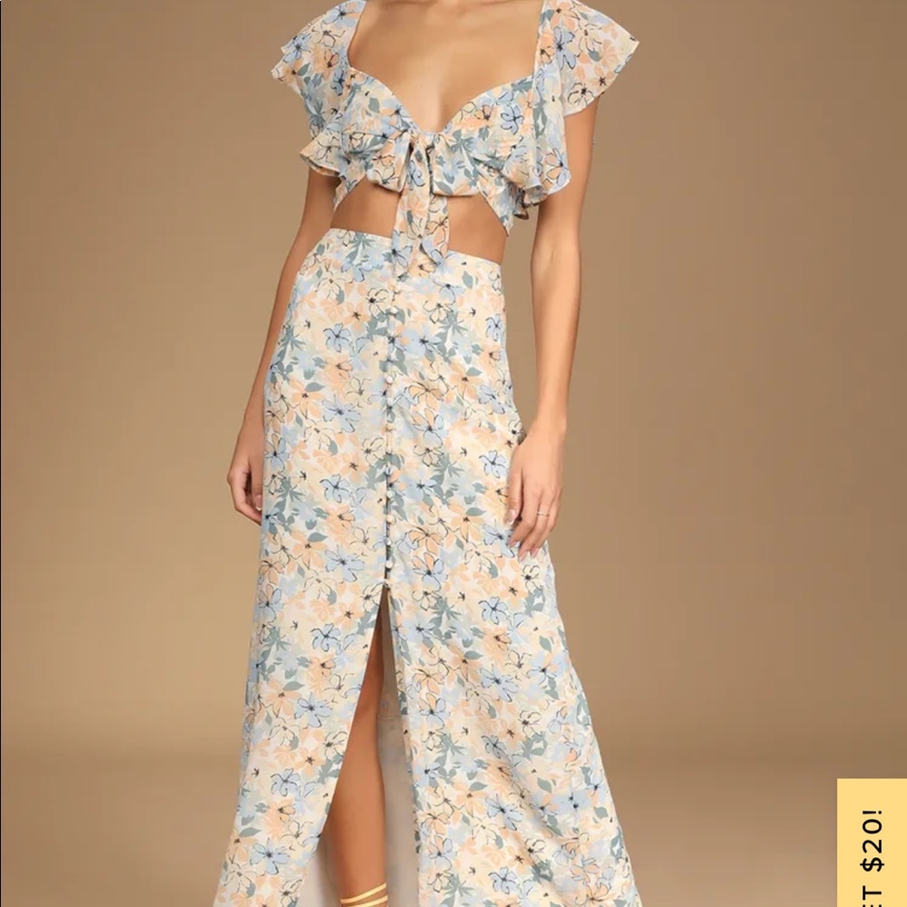 NWT* Bloom Baby Bloom Cream Multi Floral Print Button-Up Maxi Skirt